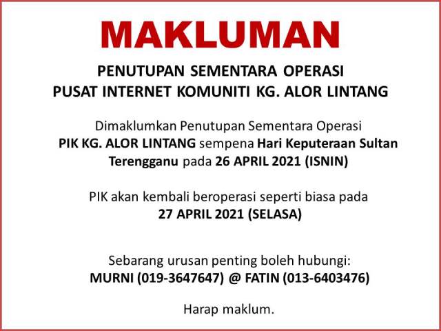 Tutup 26 April 2021